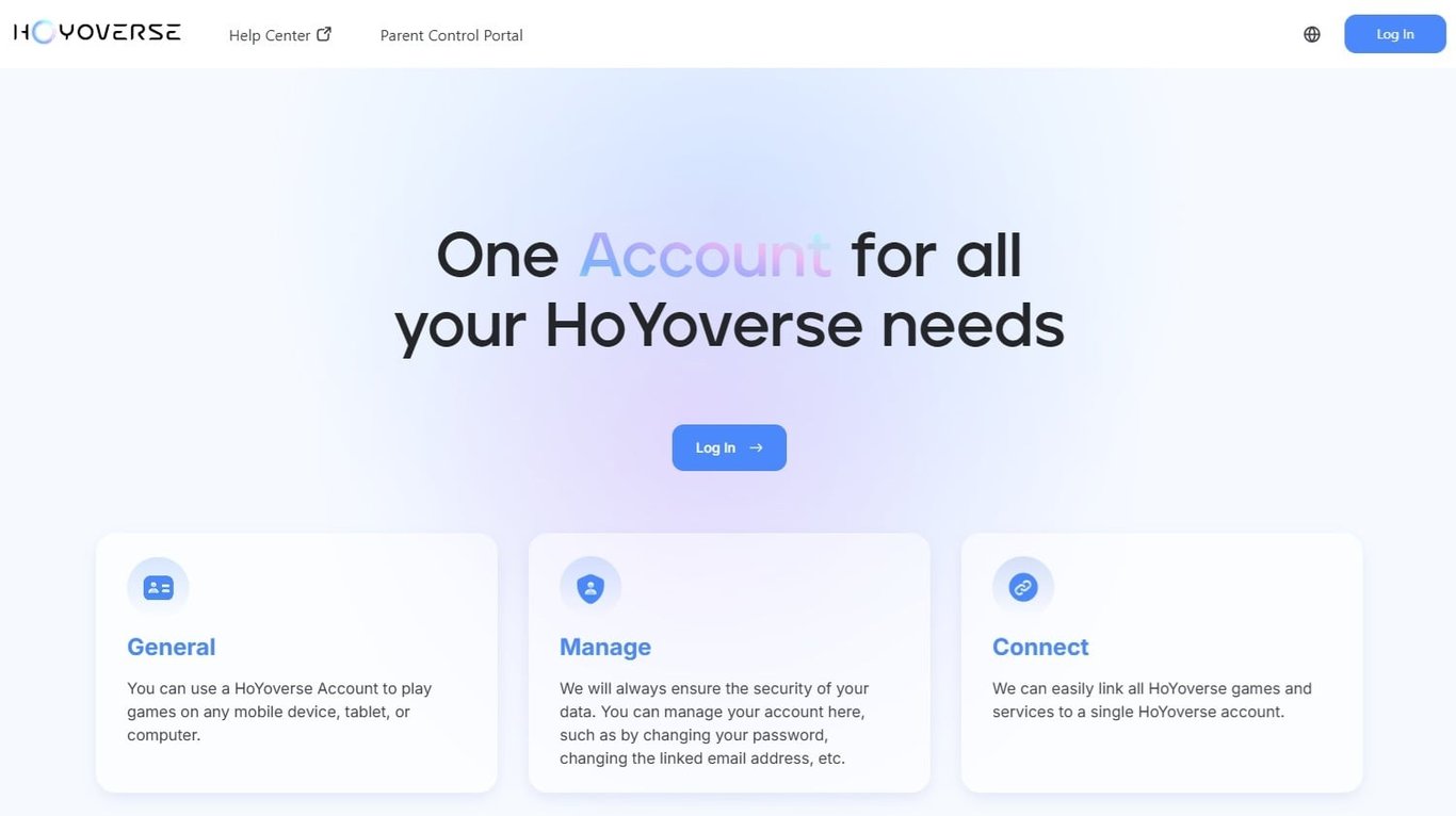 HoYoverse 網頁端帳號綁定入口介面