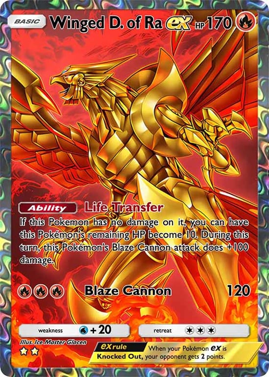 Winged Dragon of Ra EX card with golden flame design
