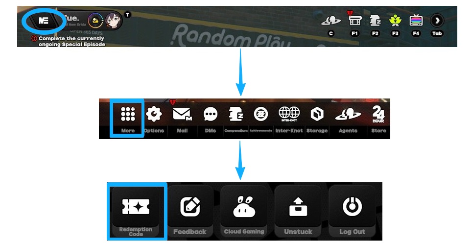 In-Game Code Redemption (Zenless Zone Zero)