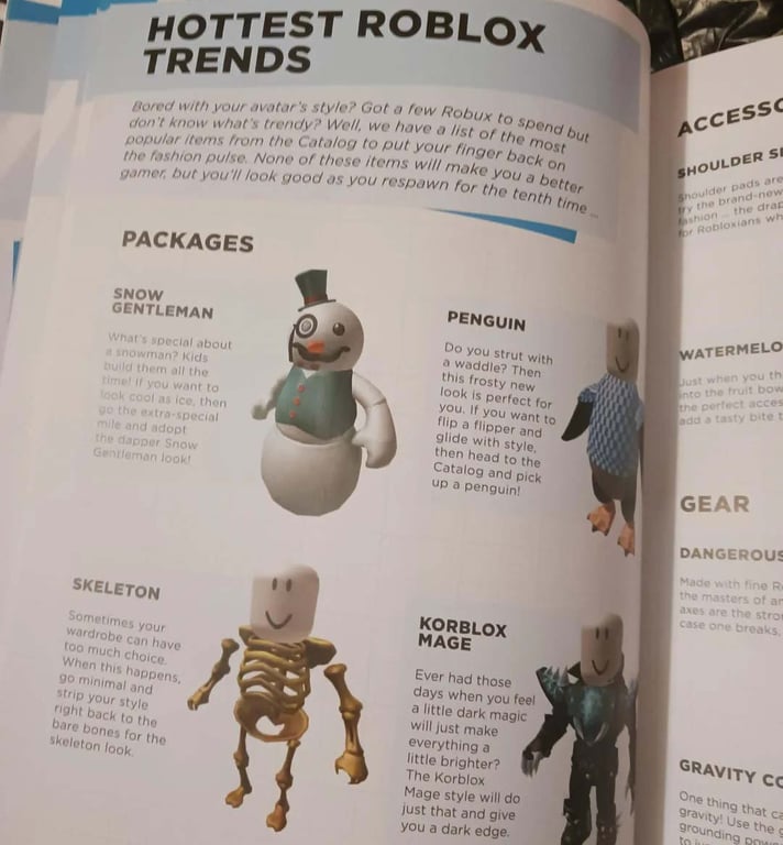 Roblox catalog showcasing trending avatar packages and cosmetic outfits