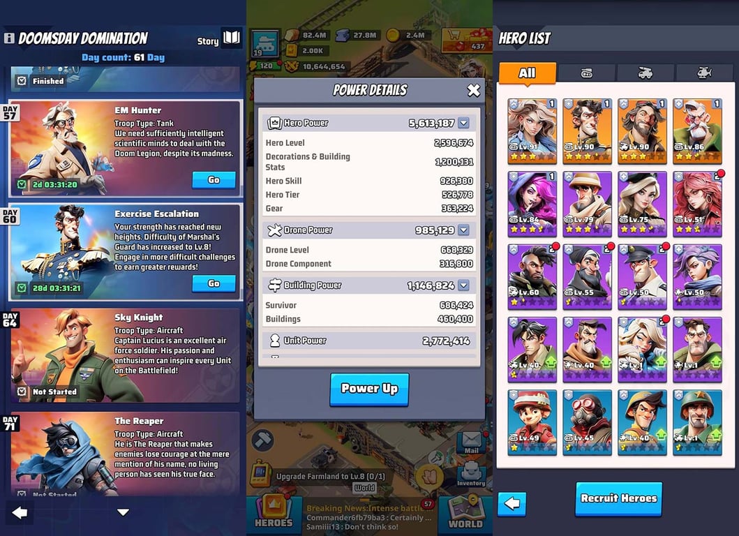 Last War Server Timeline Guide showing Day 60 power details and hero progression.jpg