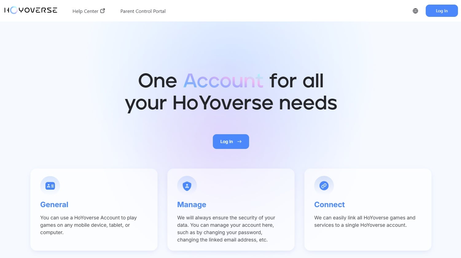HoYoverse web account linking page