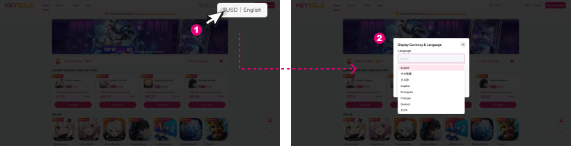 How to change language/currency?