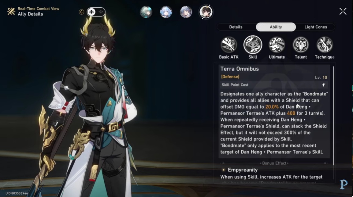 Star Rail character build setup showing relic stats and speed tuning